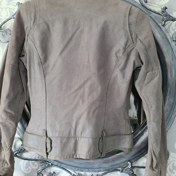 Danier pewter brushed leather moto  jacket - Picture 4 of 9